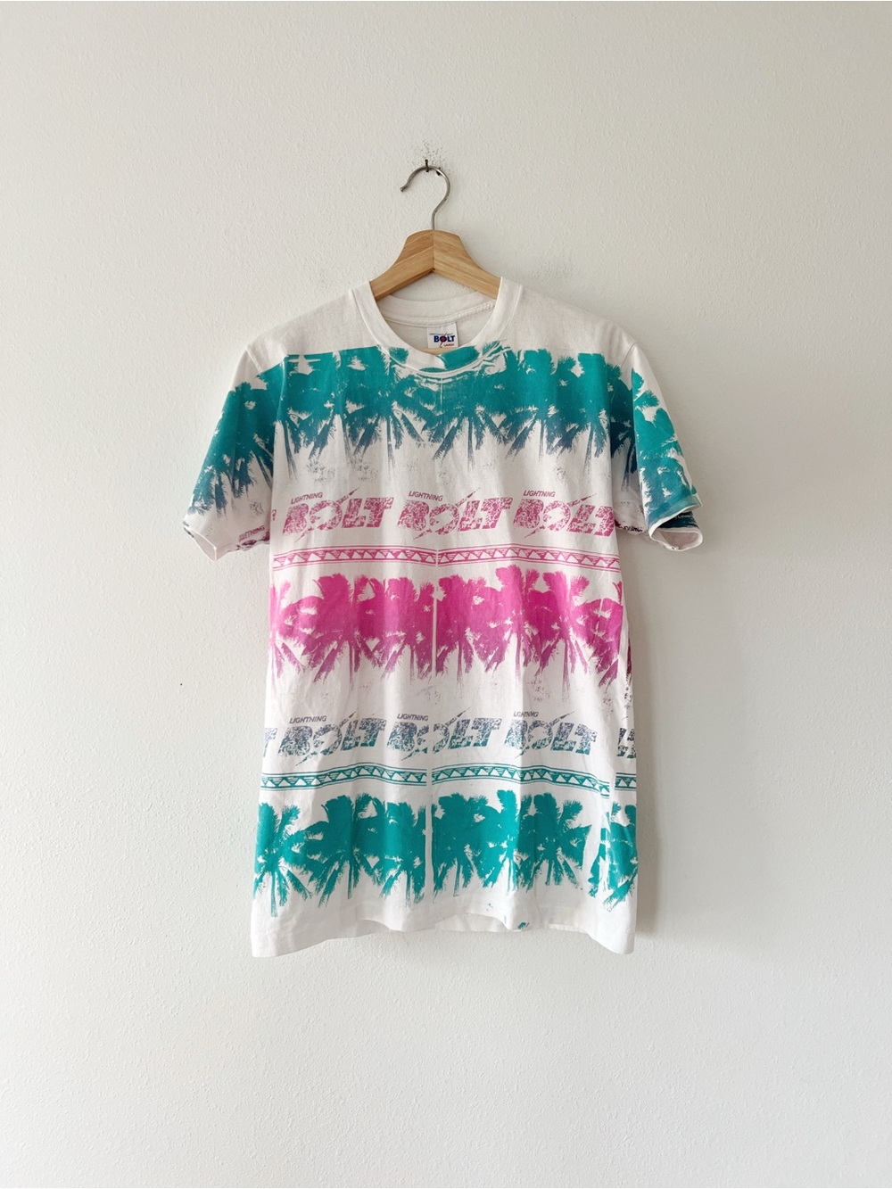 VINTAGE | Single Stitch Neon 80s 90s Surf Tee | L